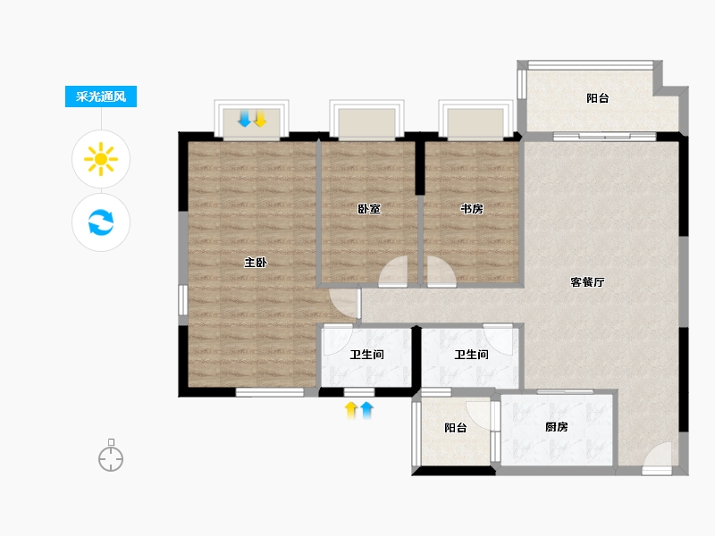 广东省-中山市-佳境康城-102.45-户型库-采光通风