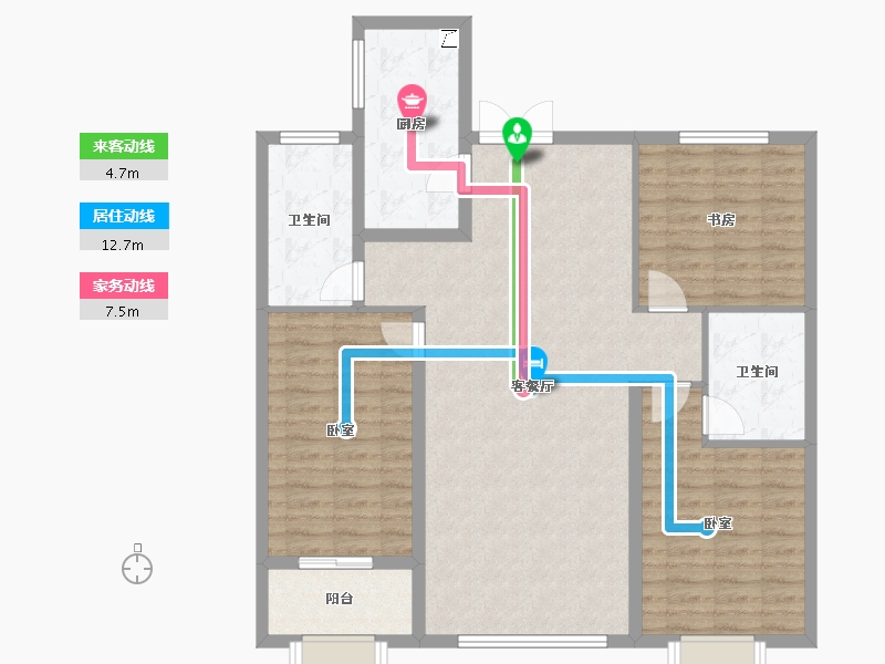 山东省-潍坊市-恒信温莎公馆-105.60-户型库-动静线