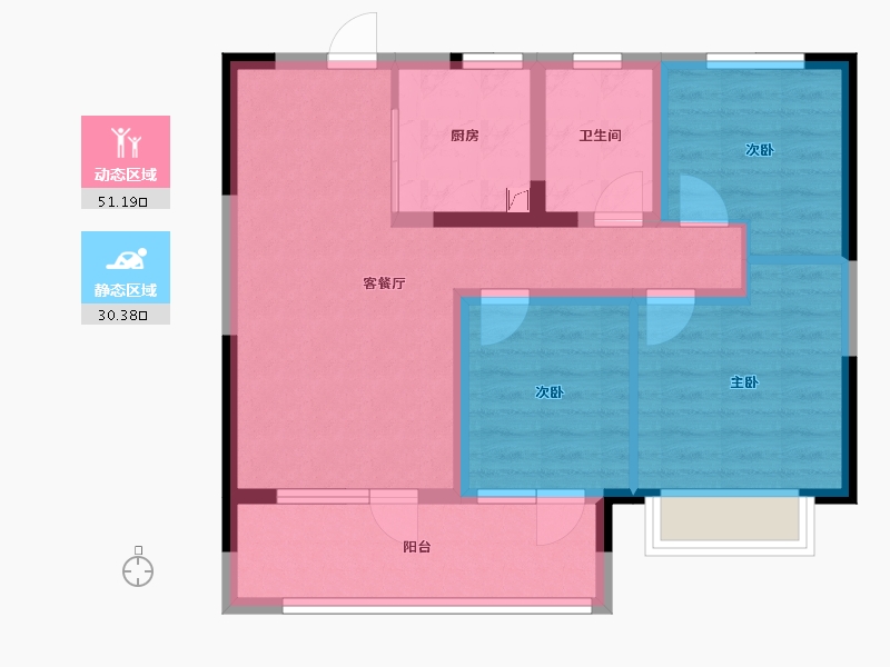 山东省-青岛市-墨上花开-71.86-户型库-动静分区