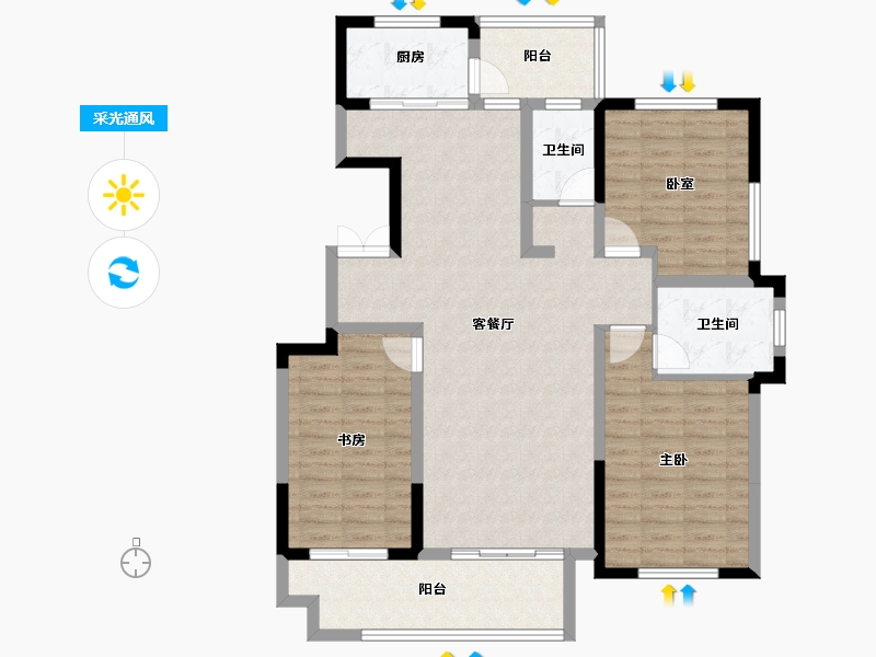 天津-天津市-生态城·嘉园-112.00-户型库-采光通风