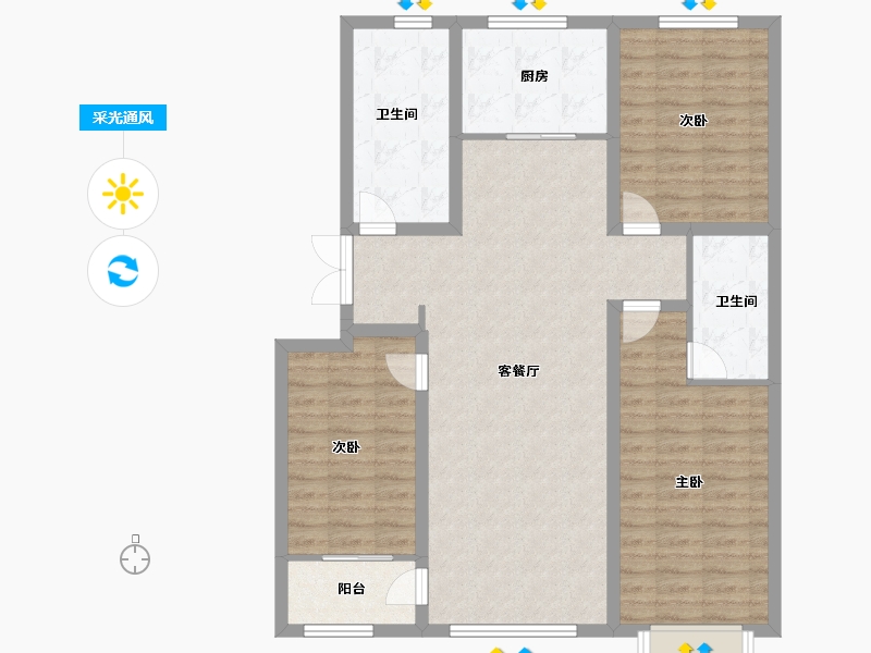 山东省-潍坊市-龙润紫宸华府-108.00-户型库-采光通风