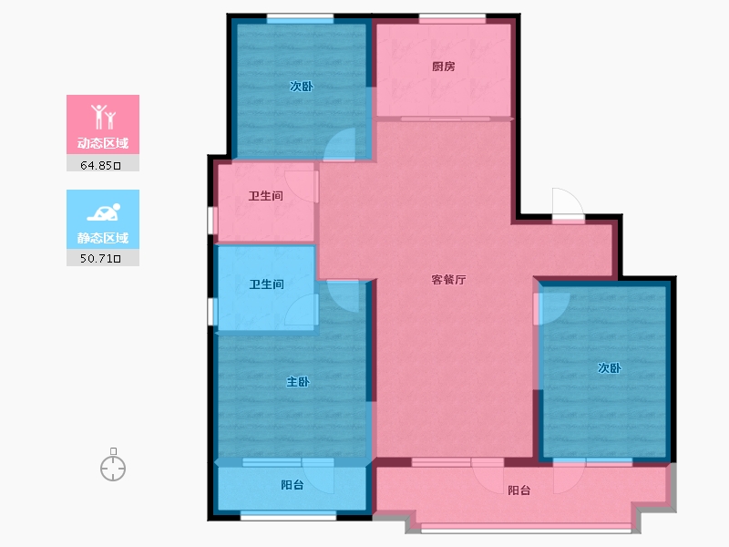 山东省-青岛市-中海林溪世家-103.34-户型库-动静分区