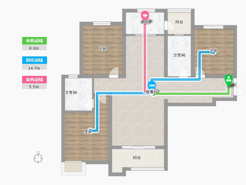 陕西省-西安市-御锦城澜轩-95.19-户型库-动静线