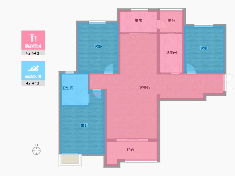 陕西省-西安市-御锦城澜轩-95.19-户型库-动静分区