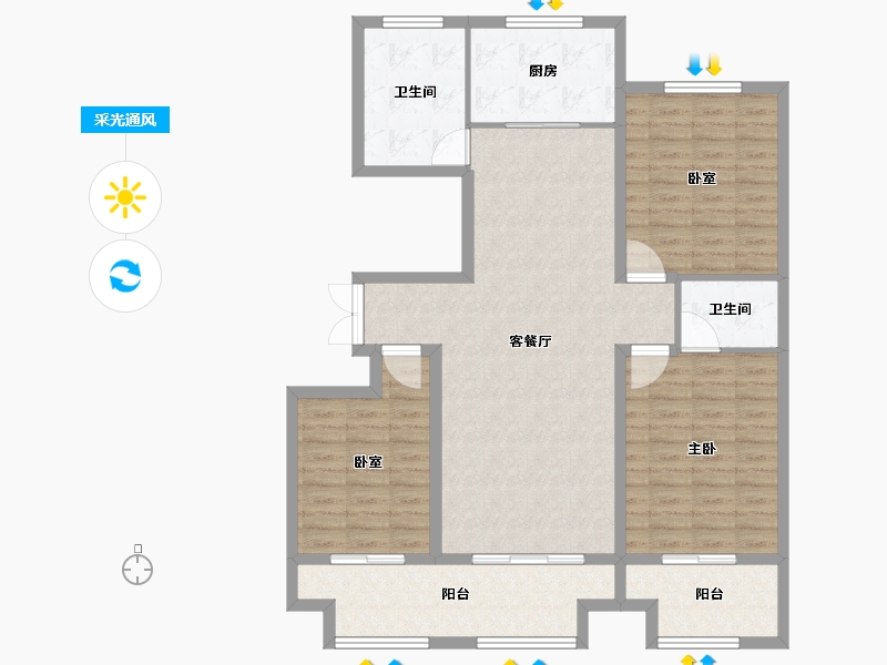 天津-天津市-史丹利四季长安-114.40-户型库-采光通风