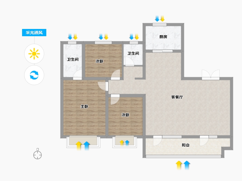 山东省-临沂市-泰鲁·时代城-113.25-户型库-采光通风