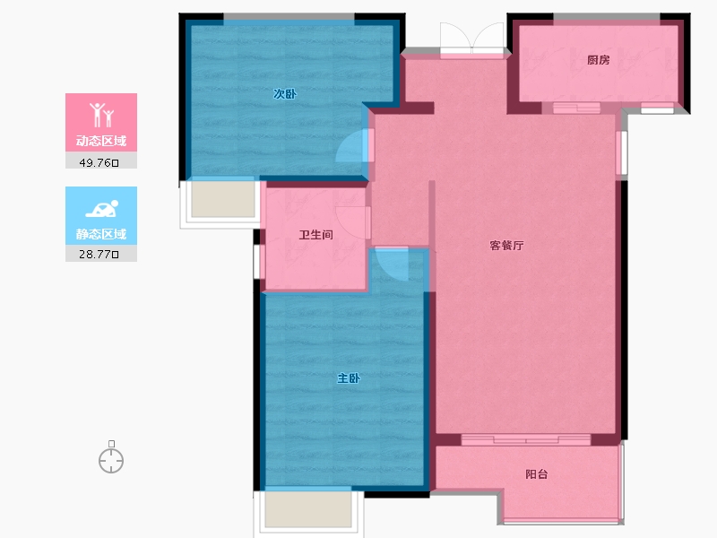 陕西省-西安市-御锦城澜轩-70.40-户型库-动静分区