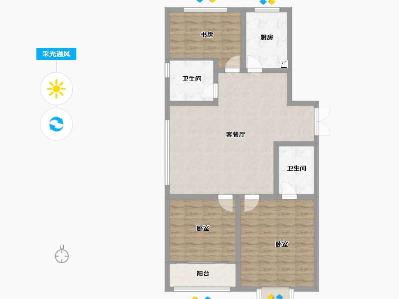 山东省-潍坊市-恒信温莎公馆-97.60-户型库-采光通风