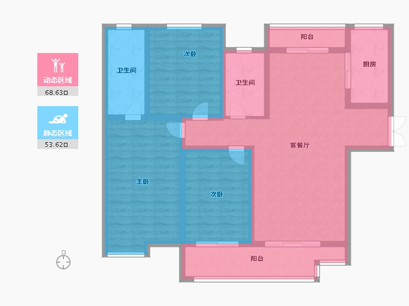 陕西省-西安市-御锦城澜轩-108.79-户型库-动静分区