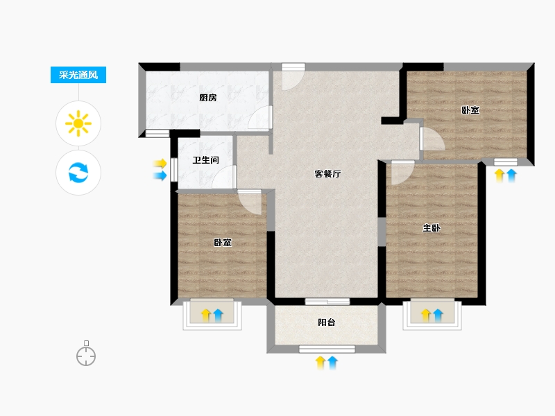 湖北省-武汉市-​融创武汉1890-86.03-户型库-采光通风