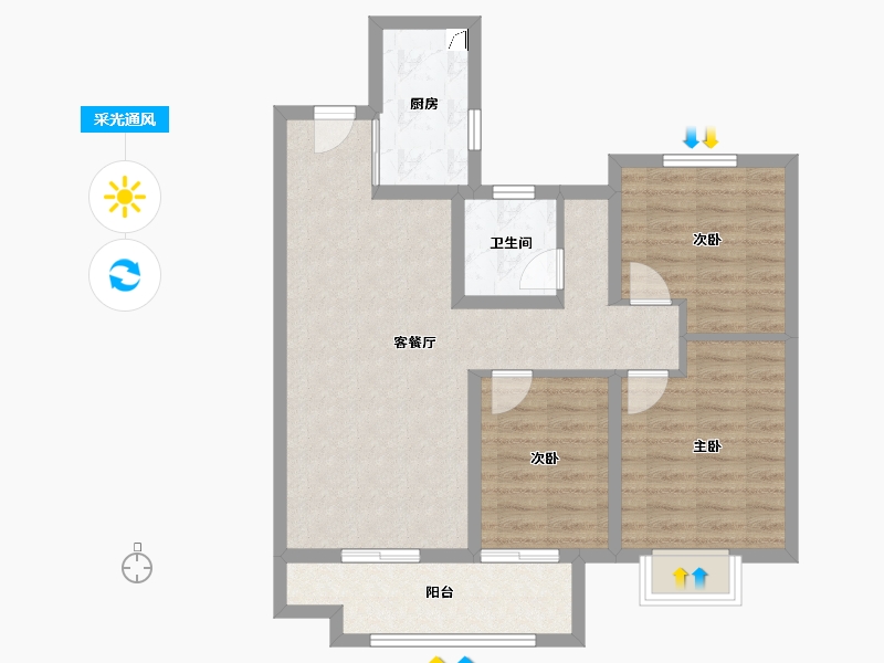 陕西省-咸阳市-北宸天樾-78.29-户型库-采光通风