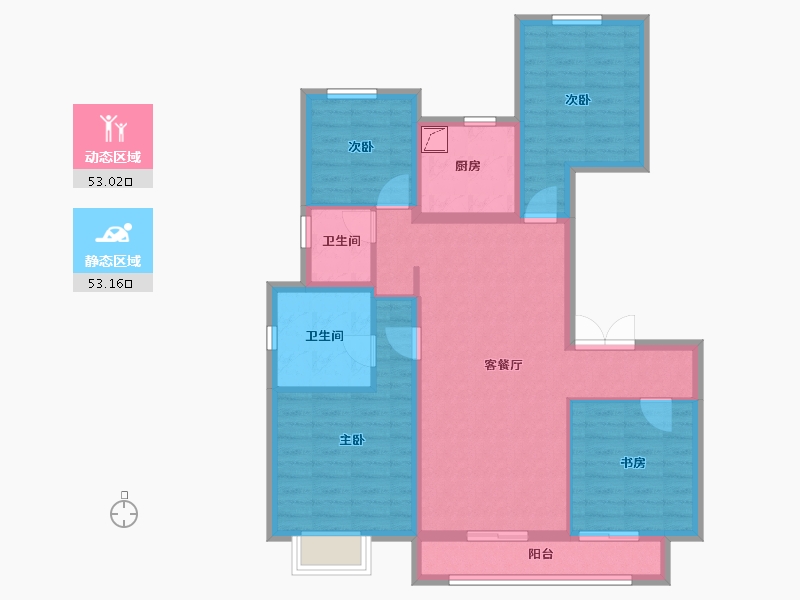 陕西省-咸阳市-南飞鸿·云境·澜湾-93.98-户型库-动静分区