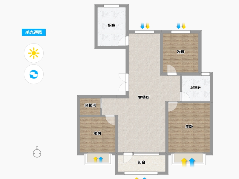 山东省-青岛市-上城御府-95.33-户型库-采光通风