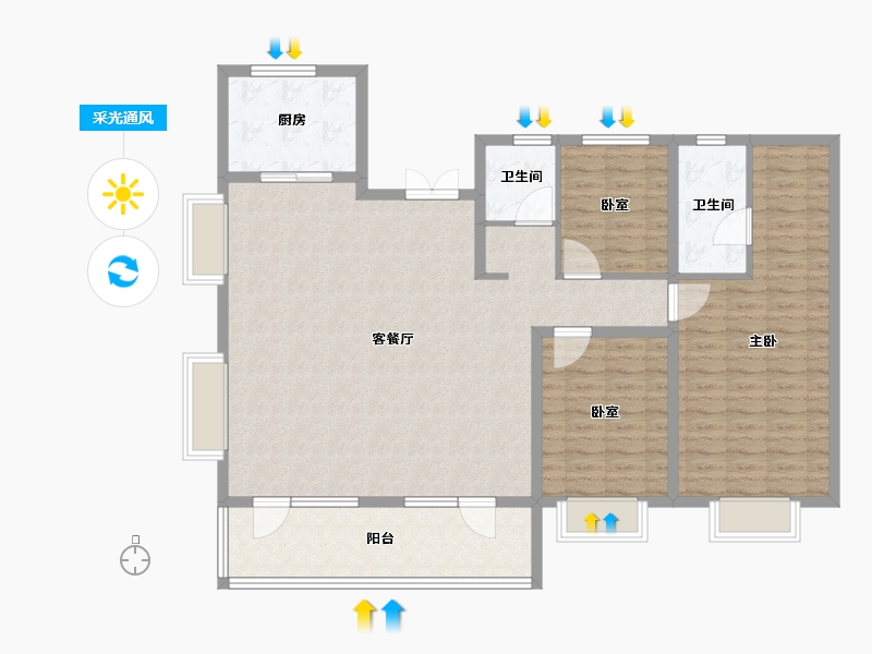 山东省-临沂市-泰鲁·时代城-128.00-户型库-采光通风