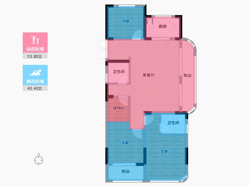 浙江省-绍兴市-嵊州金昌香湖明月-86.68-户型库-动静分区