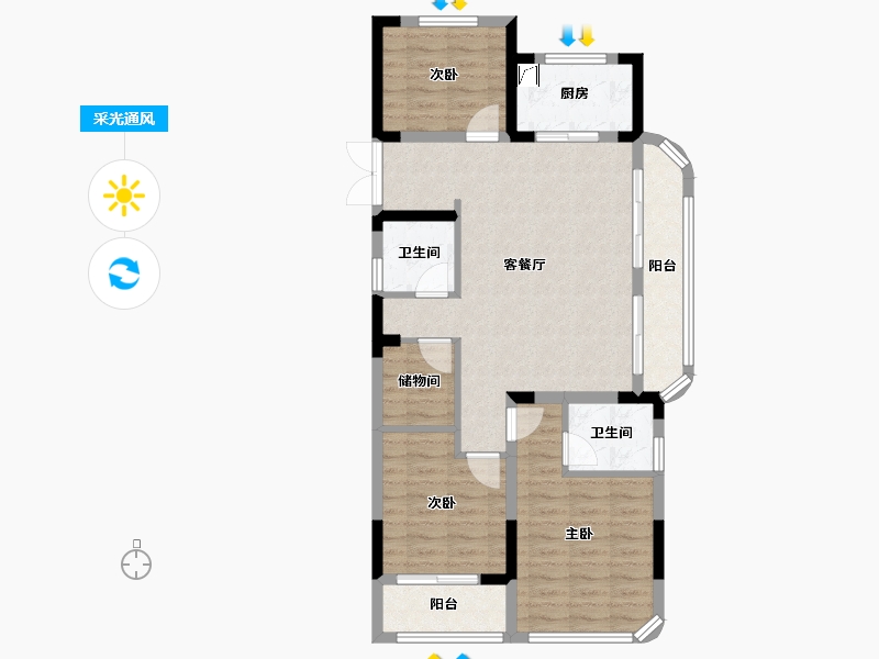 浙江省-绍兴市-嵊州金昌香湖明月-86.68-户型库-采光通风