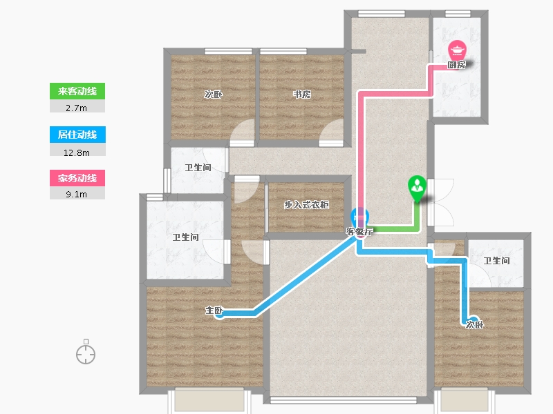 陕西省-西安市-未央金茂府-130.40-户型库-动静线