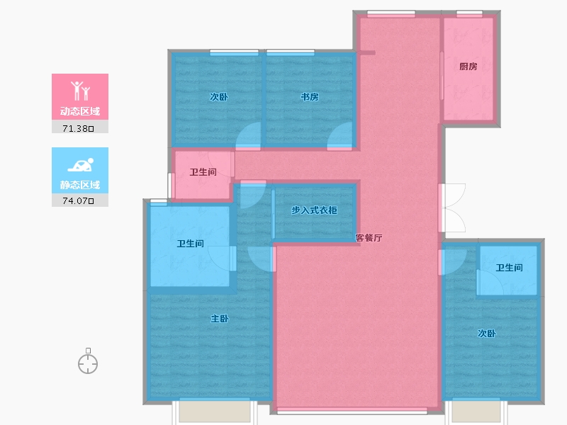 陕西省-西安市-未央金茂府-130.40-户型库-动静分区