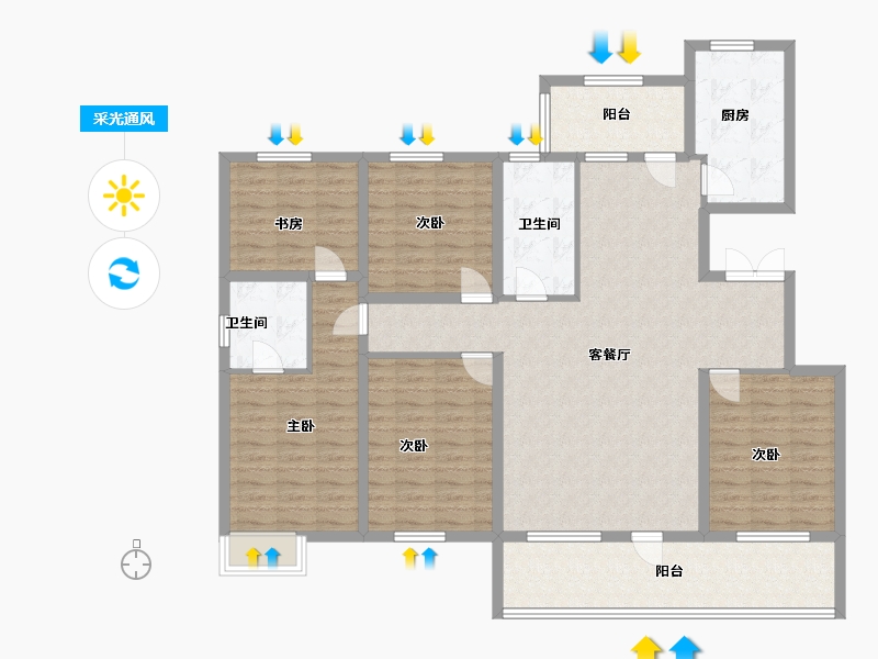 山东省-潍坊市-万特公馆-141.60-户型库-采光通风