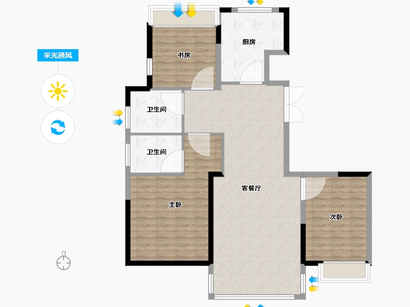 山东省-烟台市-乐橙-106.41-户型库-采光通风