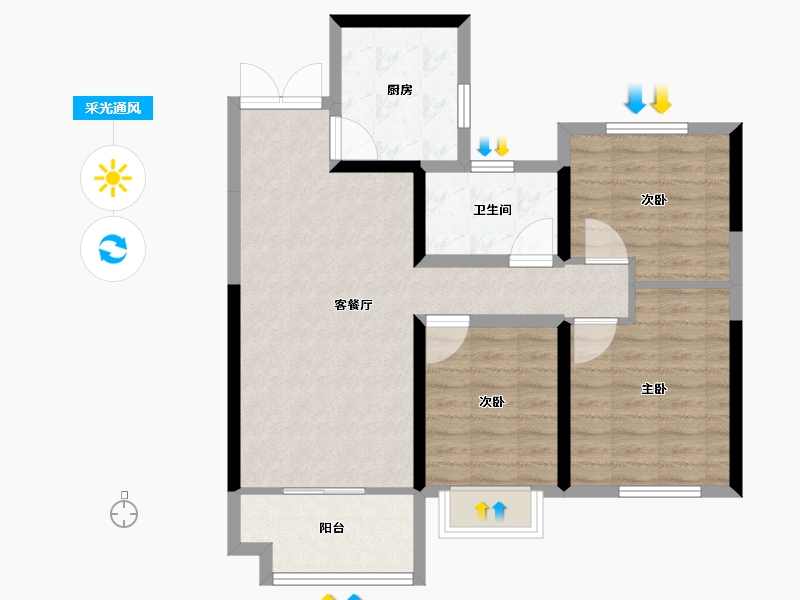 陕西省-西安市-国樾府-78.40-户型库-采光通风