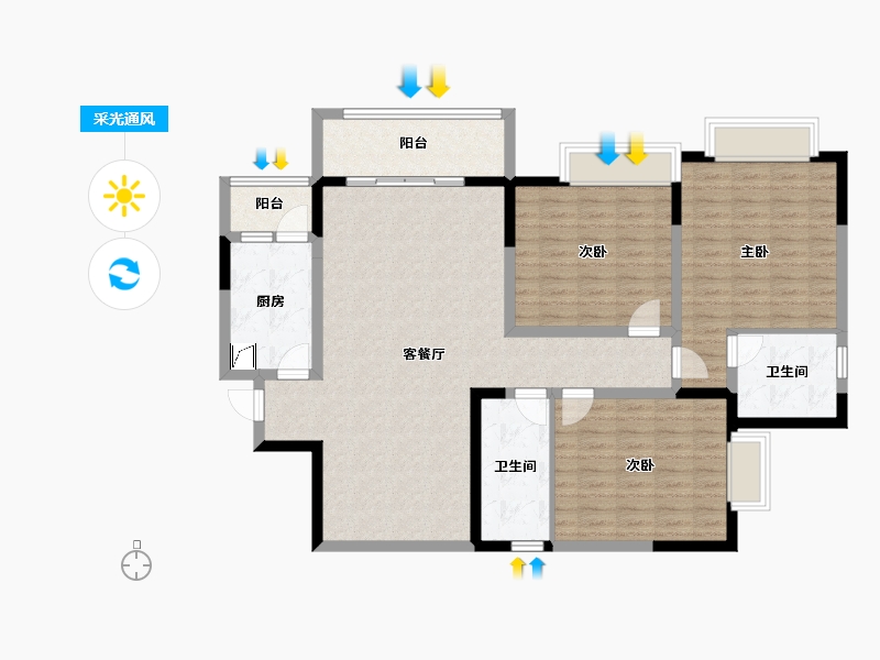 四川省-成都市-拆迁安置房四期-120.00-户型库-采光通风