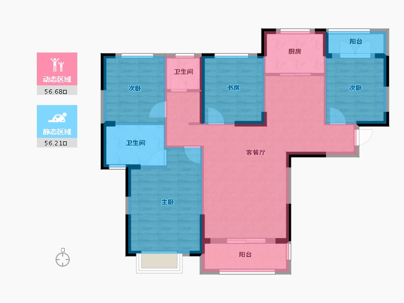 湖北省-武汉市-​南湖九玺-101.55-户型库-动静分区