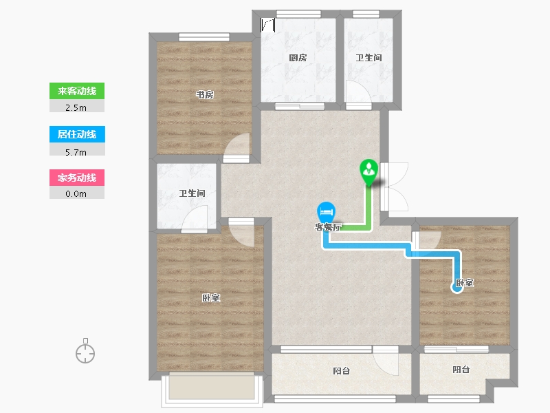 山东省-潍坊市-恒信浞河公馆-88.58-户型库-动静线