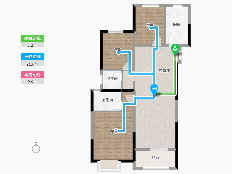 湖北省-武汉市-万科新世纪翡翠滨江-94.00-户型库-动静线