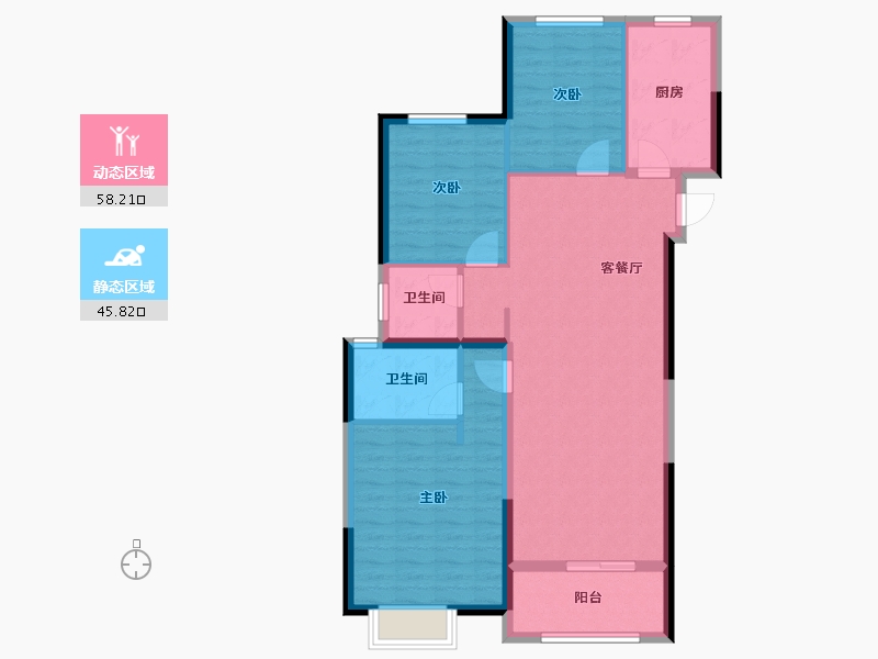 湖北省-武汉市-万科新世纪翡翠滨江-94.00-户型库-动静分区