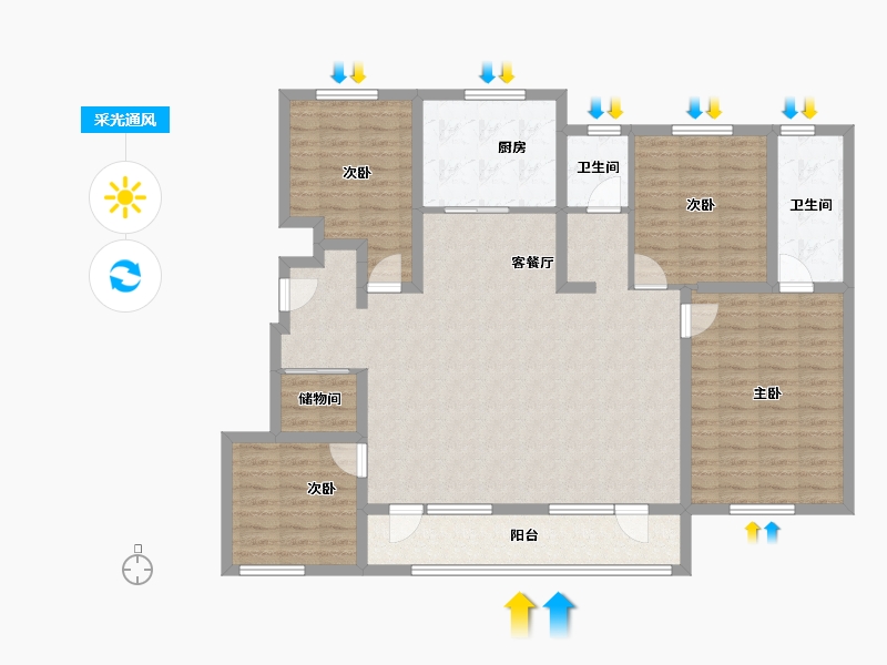 山东省-潍坊市-万科城-132.00-户型库-采光通风