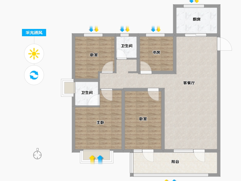 山东省-临沂市-泰鲁·时代城-111.21-户型库-采光通风