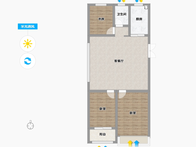 山东省-潍坊市-恒信温莎公馆-84.58-户型库-采光通风