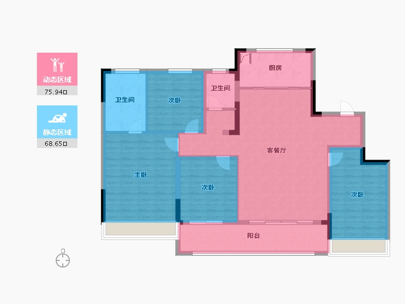 浙江省-绍兴市-江辰府-131.20-户型库-动静分区