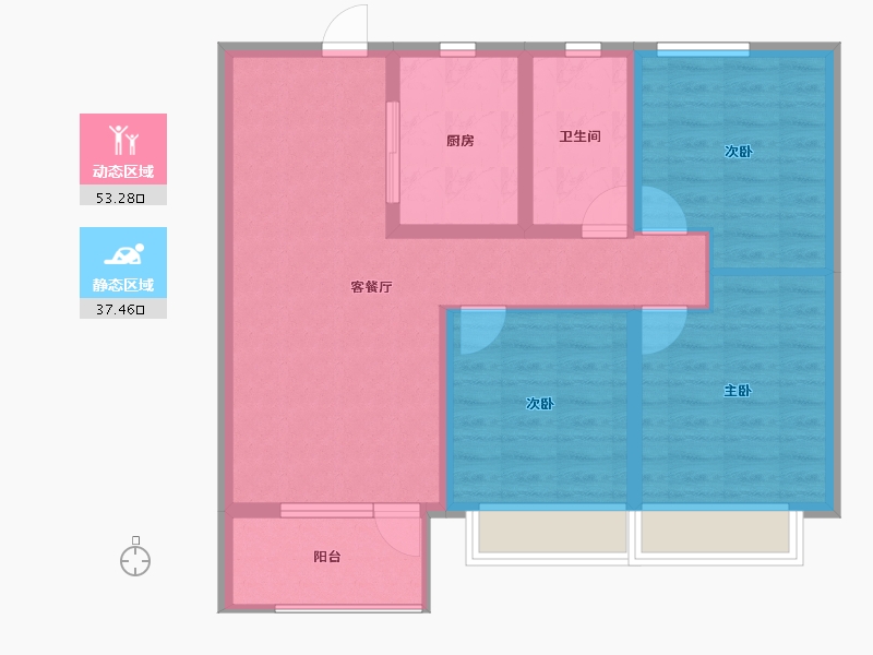 山东省-青岛市-青岛金地自在城-80.87-户型库-动静分区