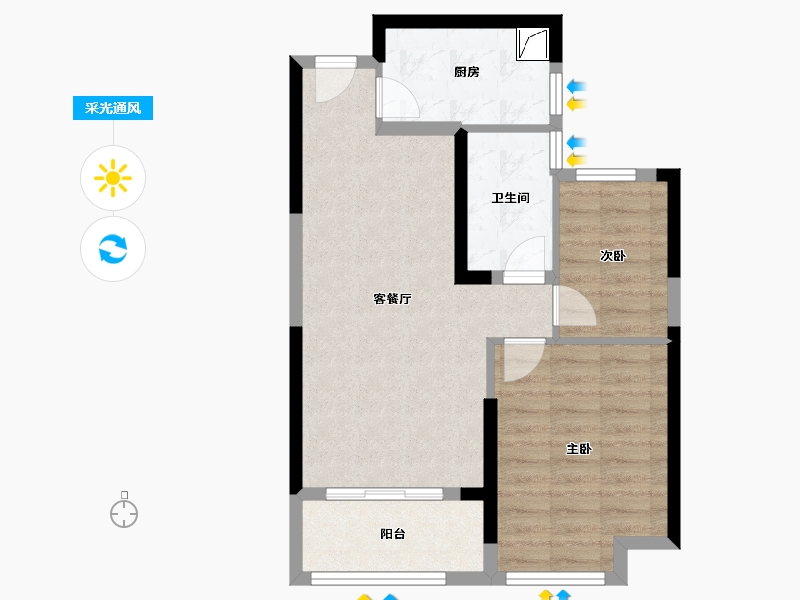 浙江省-绍兴市-恒大未来城-60.80-户型库-采光通风