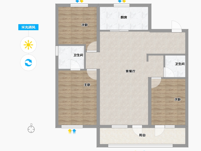 山东省-潍坊市-万科城-97.60-户型库-采光通风