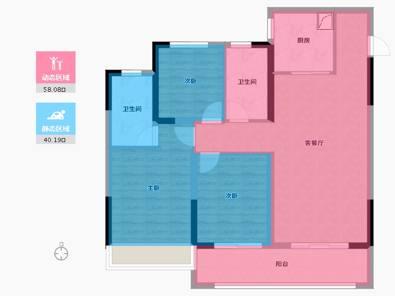 江苏省-无锡市-龙湖长泰景粼天著-87.44-户型库-动静分区