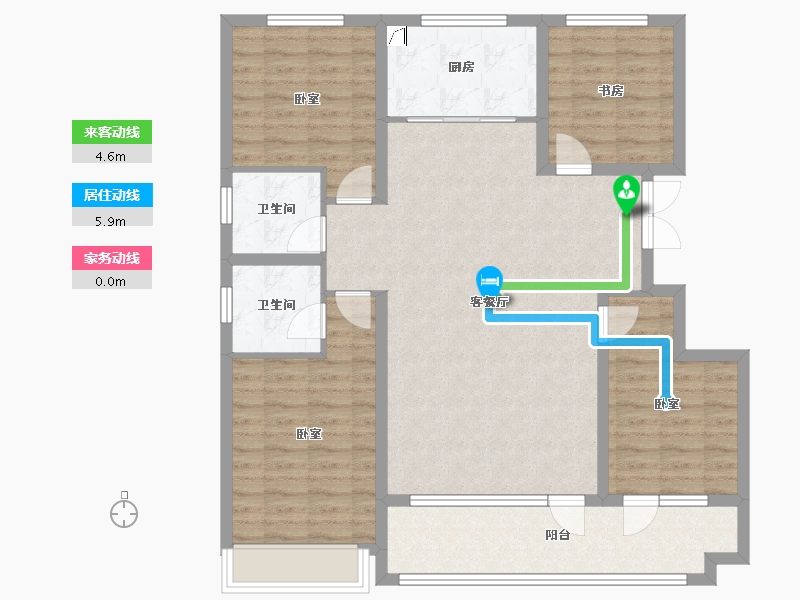 山东省-潍坊市-恒信浞河公馆-110.89-户型库-动静线