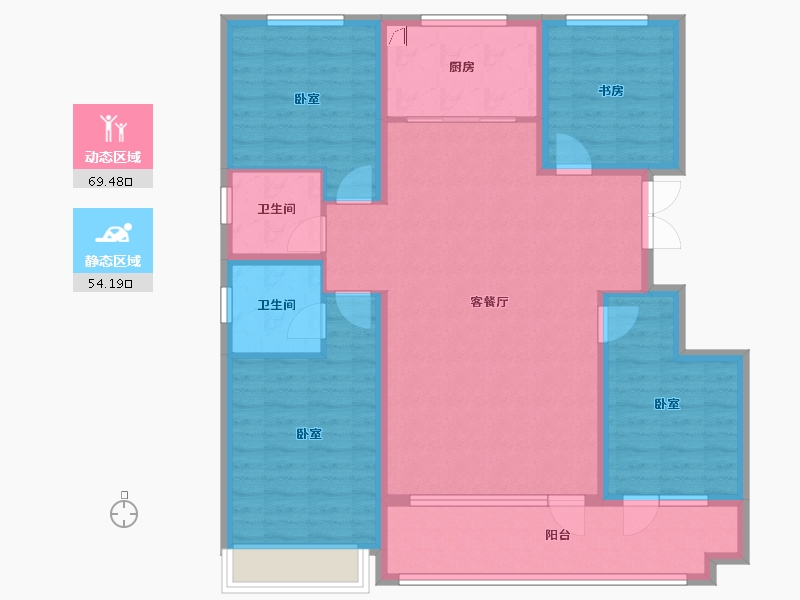 山东省-潍坊市-恒信浞河公馆-110.89-户型库-动静分区