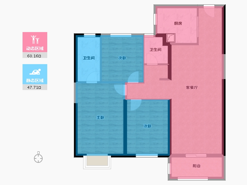 湖北省-武汉市-万科新世纪翡翠滨江-96.80-户型库-动静分区