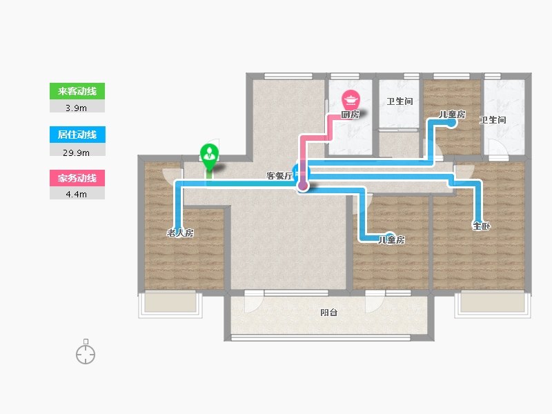 山东省-青岛市-黑卓碧桂园美筑-113.43-户型库-动静线