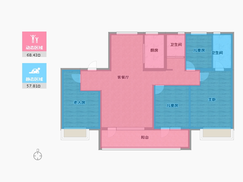 山东省-青岛市-黑卓碧桂园美筑-113.43-户型库-动静分区