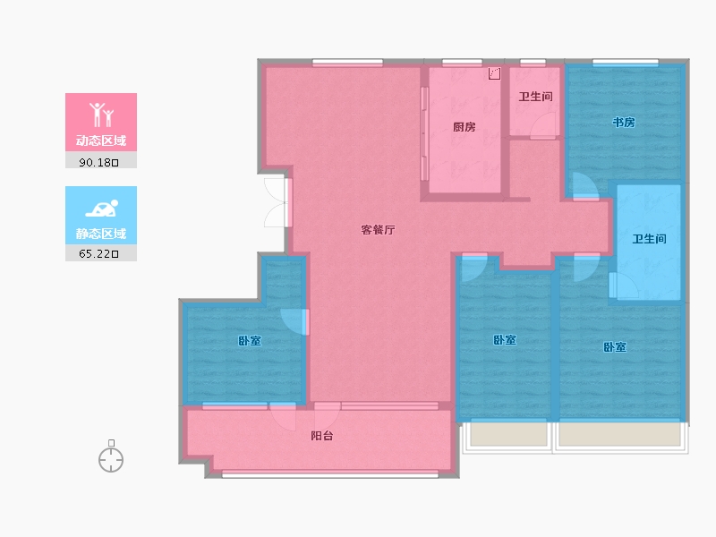 山东省-潍坊市-恒信浞河公馆-139.13-户型库-动静分区