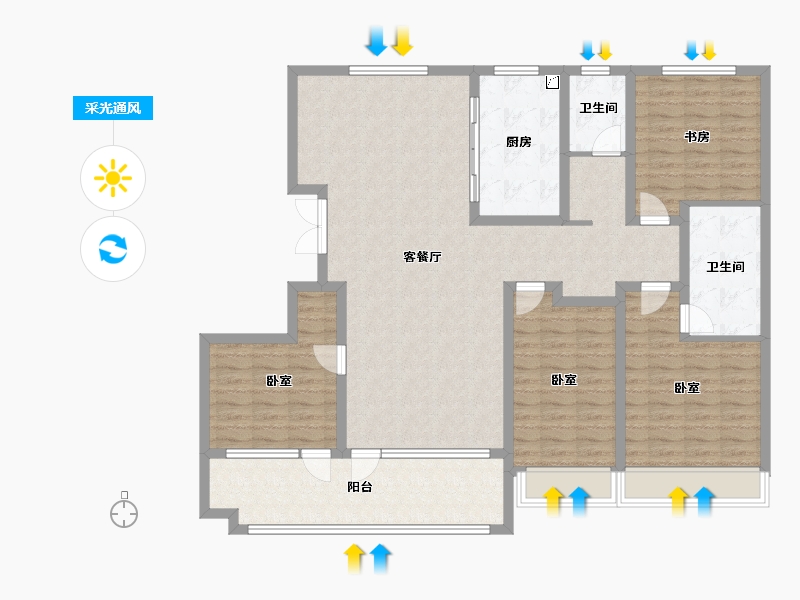 山东省-潍坊市-恒信浞河公馆-139.13-户型库-采光通风