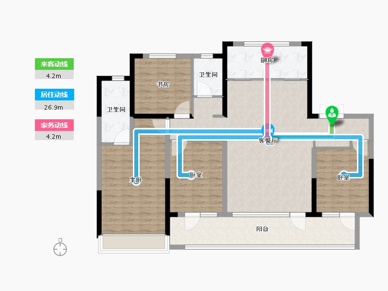 山东省-临沂市-中南大有境·春风南岸-130.40-户型库-动静线