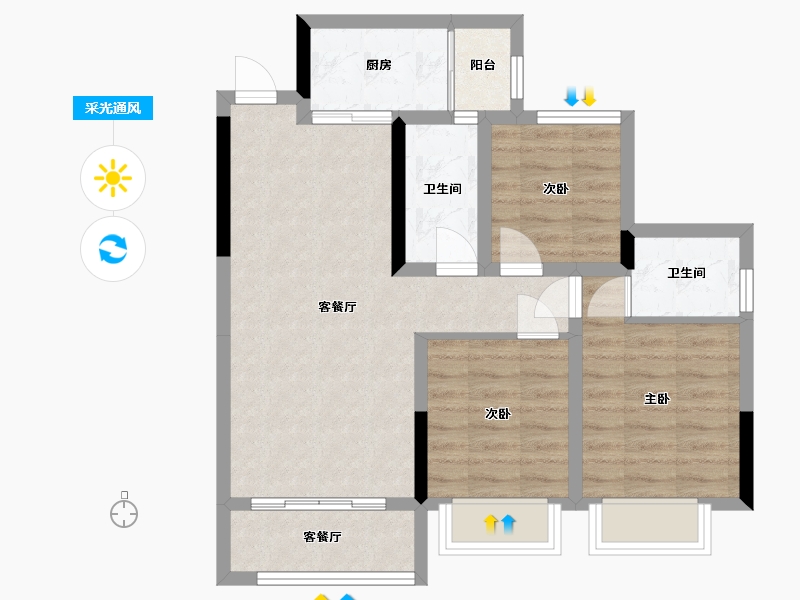 四川省-自贡市-云湖一号-75.00-户型库-采光通风