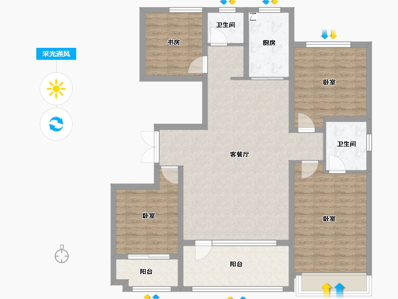 山东省-潍坊市-恒信浞河公馆-112.57-户型库-采光通风