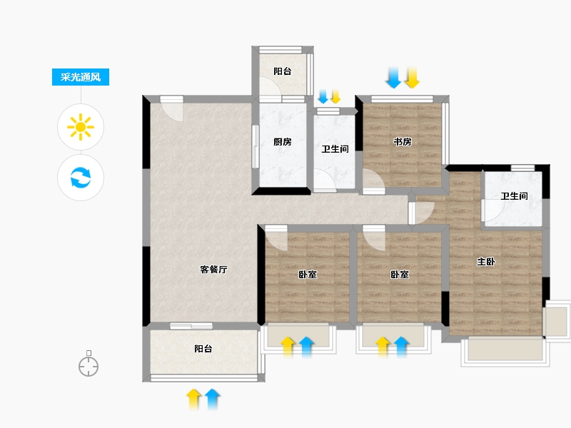 广西壮族自治区-柳州市-彰泰江与城-103.70-户型库-采光通风