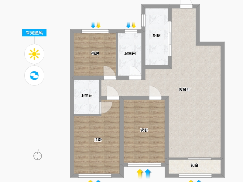 山东省-济宁市-融创济宁府-93.00-户型库-采光通风